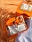 20cm * 7cm * 17cm Kotak Hadiah Liburan Dilapisi Oranye Dengan Jendela Transparan