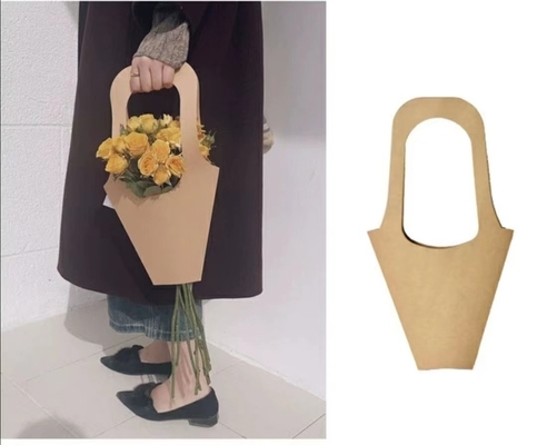 SML Kraft Paper Flower Bags Flexiloop Handle Kemasan Meriah